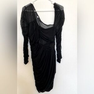 🔥 Zara Ruched Mesh Black Dress Medium size - Fierce & Fabulous! 🔥
